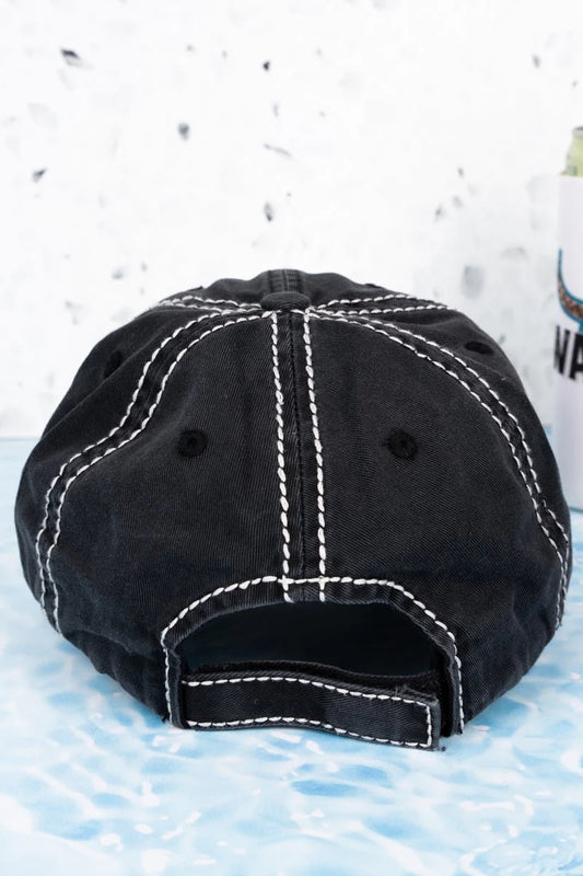 Distressed Queen of the Camper Black Baseball Cap