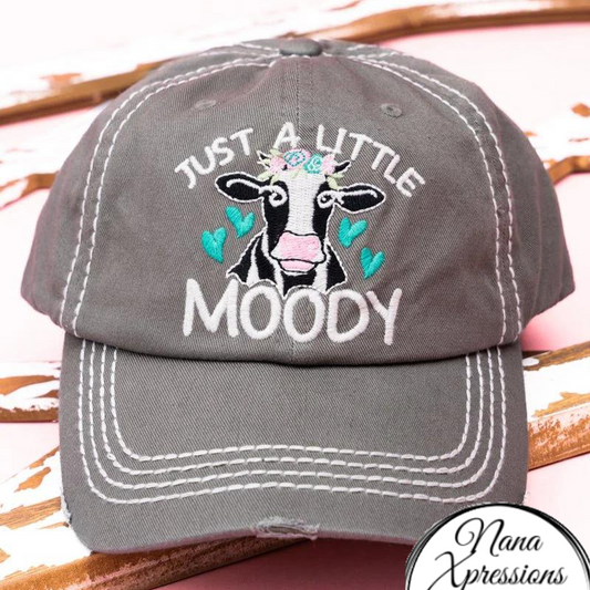 Distressed Grey 'Little Moody' Cow Baseball Cap
